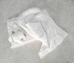 Detský textil - Sada PURE WHITE (hniezdo/deka/zajko) - 12703585_