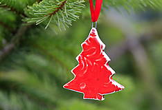 Dekorácie - Vianočná ozdoba stromček (Červená) - 12703917_