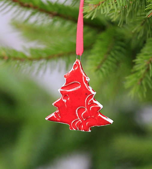 Vianočná ozdoba stromček (Červená)