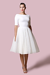 Šaty - Šaty biele s bodkovaným tylom - 12700820_