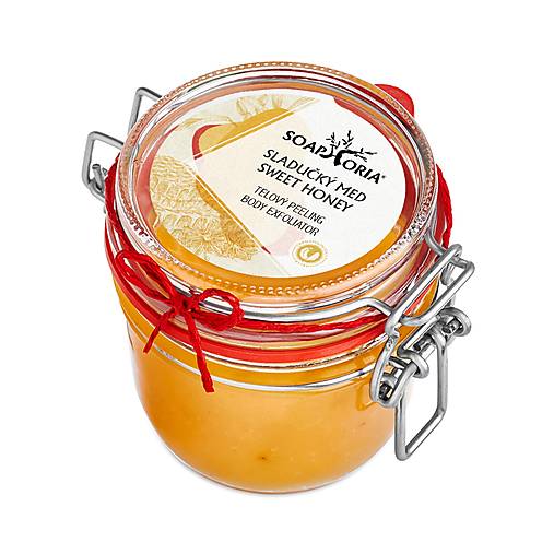 Telová kozmetika - Sladučký med - organický soľný telový peeling - 12701929_