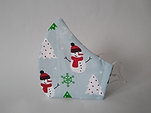Dizajnové rúško snehuliak vianočné tvarované dvojvrstvové