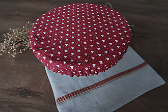 Úžitkový textil - Pokrývka na misu 26-28 cm červená  (srdiečková) - 12702700_