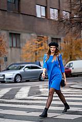 Šaty - Modré úpletové šaty - 12703435_