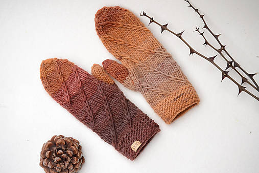  - Dámske rukavice CATHY, škoricové, 100% merino (palčiaky) - 12706616_