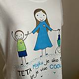 Topy, tričká, tielka - Originálne maľované tričko s 3 postavičkami (teta + dvaja chlapci) - 12708500_
