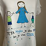 Topy, tričká, tielka - Originálne maľované tričko s 3 postavičkami (teta + dvaja chlapci) - 12708502_