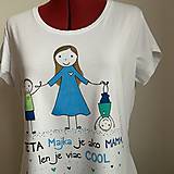 Topy, tričká, tielka - Originálne maľované tričko s 3 postavičkami (teta + dvaja chlapci) - 12708504_