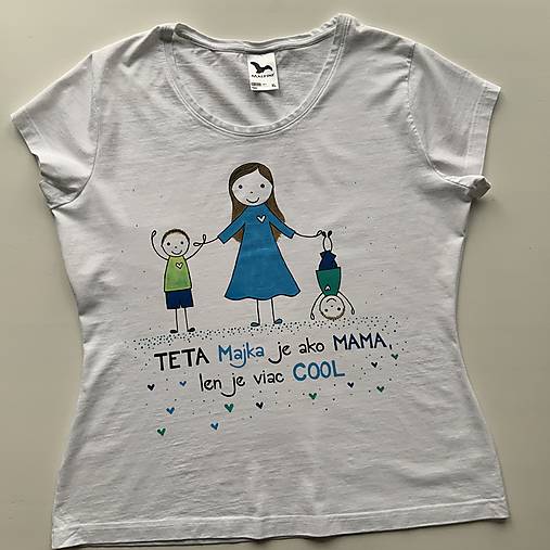 Originálne maľované tričko s 3 postavičkami (teta + dvaja chlapci)
