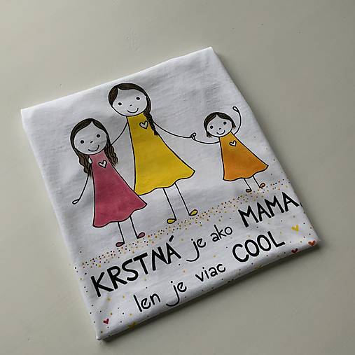 Originálne maľované tričko s 3 postavičkami (krstná + dve dievčatá)