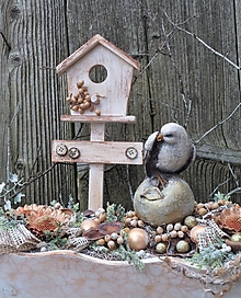 Dekorácie - Vianočná dekorácia s vtáčikom - 12709457_
