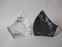 Rúška - Dizajnové rúško mramor biele tvarované dvojvrstvové - 12710650_