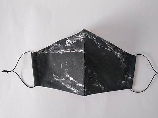 Dizajnové rúško mramor tmavo šedé tvarované dvojvrstvové