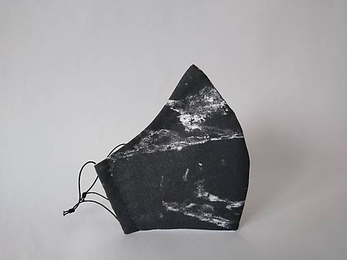 Dizajnové rúško mramor tmavo šedé tvarované dvojvrstvové