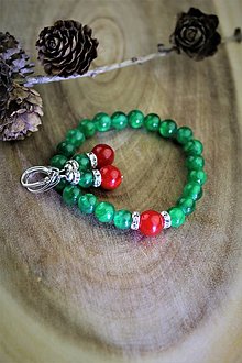 Sady šperkov - smaragdový jadeit náramok a náušnice - vianočný set - 12711314_