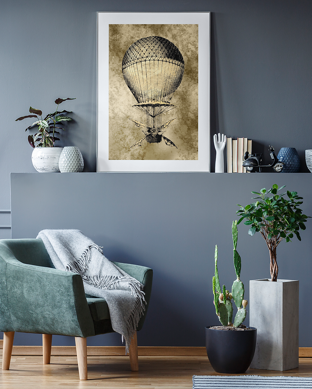 Art Print, STEAMPUNK-Hot air balloon, obrázok na stenu