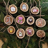 veselé drevené ozdoby na stromček pre radosť detí č.2 cena za 11 kusov