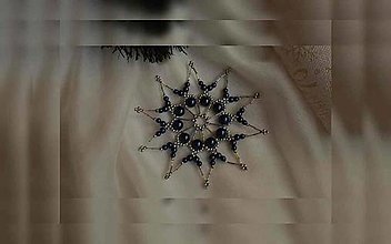 Dekorácie - Vianočná hviezda duo - veľká (tm.modrá-strieborná plastové korálky) - 12716751_