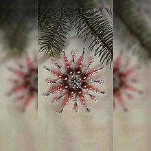 Dekorácie - Vianočná hviezda čierne tyčky (hnedo-ružovo-biela) - 12717109_