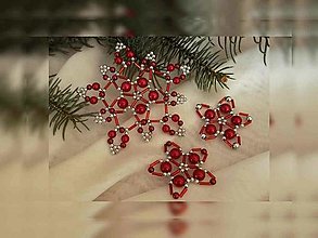 Dekorácie - Vianočné hviezdy červená sada - 12717280_