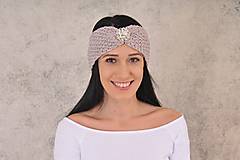 Čiapky, čelenky, klobúky - čelenka s brošňou Marína - merino - 12719938_