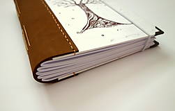 Papiernictvo - Ručne šitý KRESLENÝ * zápisník * sketchbook ,,Strom" A5 s koženým chrbtom - 12724510_