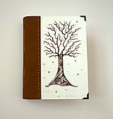 Papiernictvo - Ručne šitý KRESLENÝ * zápisník * sketchbook ,,Strom" A5 s koženým chrbtom - 12724514_