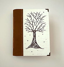 Papiernictvo - Ručne šitý KRESLENÝ * zápisník * sketchbook ,,Strom" A5 s koženým chrbtom - 12724514_