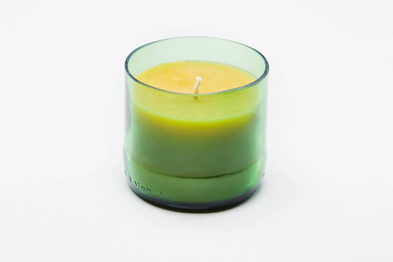 Sviečka z včelieho vosku v skle - zelená