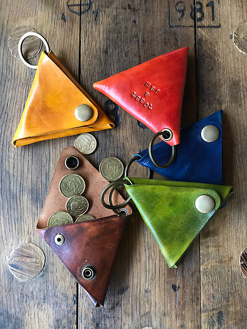 Peňaženky - Kožený TROJUHOLNÍK (Žltá) - 12726713_