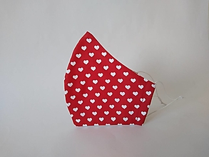 Rúška - Dizajnové rúško mini srdiečka červené tvarované dvojvrstvové - 12730500_