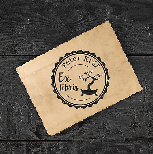 Materiál ručne robený - Pečiatka EX LIBRIS Bonsai - 12729512_