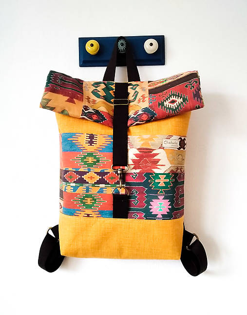 Batohy - Rolltop batoh Aztec/žltá - 12728787_
