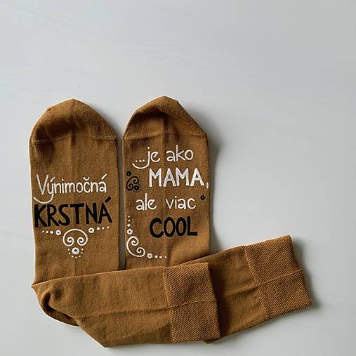 Maľované ponožky pre KRSTNÚ/KRSTNÉHO, ktorí sú výnimoční a COOL (Horčicové folk pre krstnú)