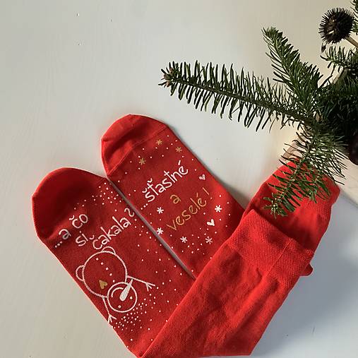Maľované vianočné ponožky s nápisom: "A čo si čakal?..." alebo na želanie (Červené)