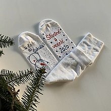 Ponožky, pančuchy, obuv - Maľované vianočné ponožky s nápisom: "A čo si čakal?..." alebo na želanie (biele (červená + modrá maľba)) - 12731666_