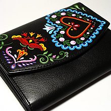 Peňaženky - Kožená peňaženka - folklór (Barevná) - 12734005_