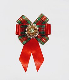 Brošne - brošňa vo vianočnom šate (červená) - 12739302_