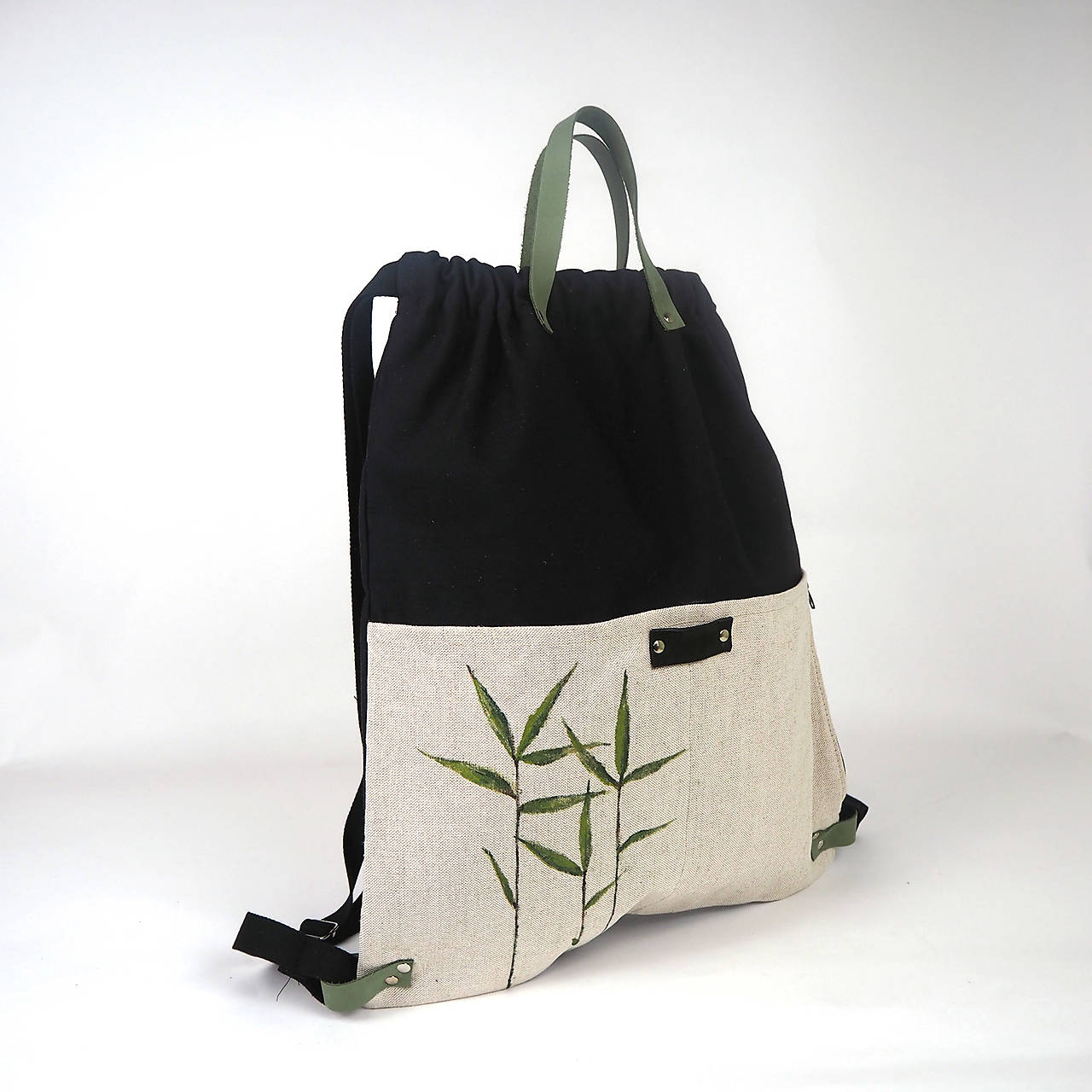 Batoh (bavlna, ľan, koža)  Natural BAMBUS