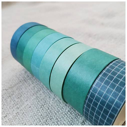 Papier - Washi pásky (SET 8 ks) (Oceán) - 12740131_