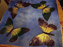 Šatky - Hodvábna šatka Motýle purple - 12743499_