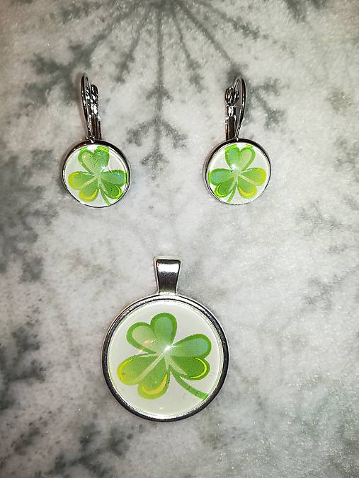 Náušnice - Náušnice, medailón Trojlístok - 12749486_