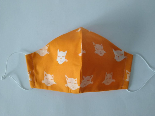 Dizajnové rúško mačky oranžová tvarované dvojvrstvové