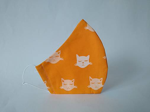 Dizajnové rúško mačky oranžová tvarované dvojvrstvové