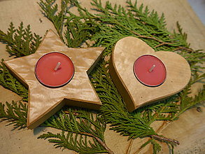 Svietidlá a sviečky - Vianočný svietnik, javor - hviezda, srdiečko - 12748849_