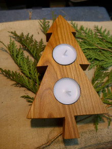 Svietidlá a sviečky - Vianočný svietnik, čerešňa - stromček - 12748885_
