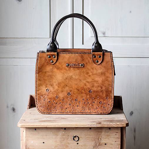  - Kožená Vintage kabelka Antique leather-tan (S crossbody popruhom) - 12749195_