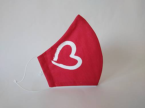 Dizajnové rúško srdcia červené tvarované dvojvrstvové