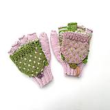  - Detské odklápacie rukavice zeleno - ružové  - 12751252_