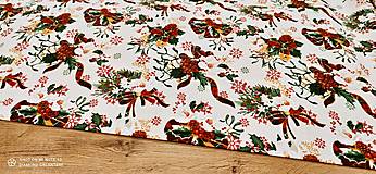 Textil - Bavlnená režná-Vianočné ruže II - cena za 10 cm - 12754271_